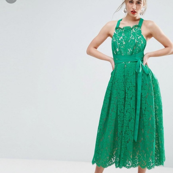 asos green backless dress